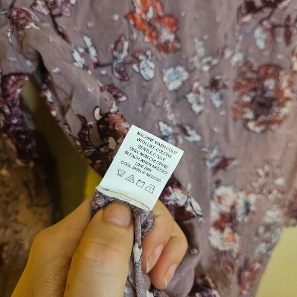 Eyeshadow Size Medium M Swiss Dot Boho 100% Cotton Purple Floral Faux Wrap Knit - Picture 8 of 11